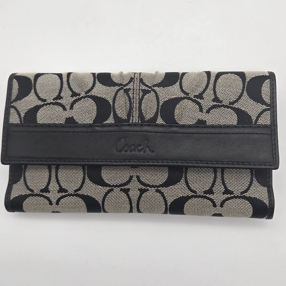 Coach Signature Tri-fold Wallet With Matching Checkbook Insert